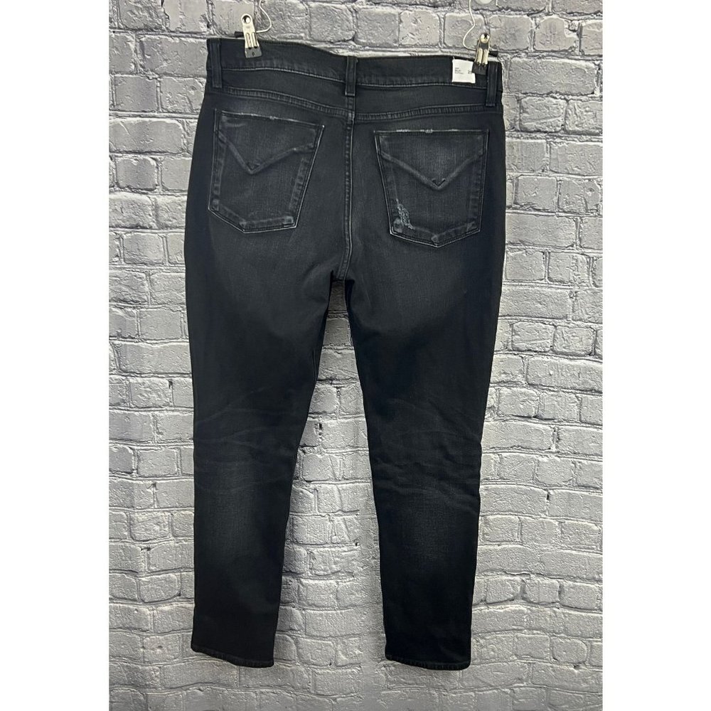 Hudson Riley Crop Jeans Womens 29 Black Relaxed Straight Stars Button Fly - Picture 2 of 11